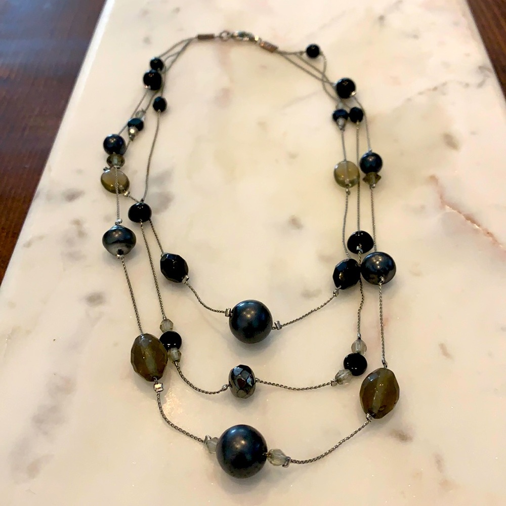 Beaded three layer necklace